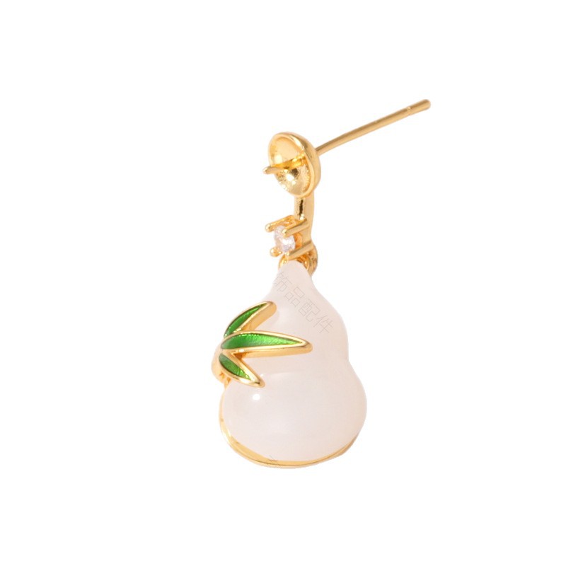 S925 Silver Needle Pearl Stud Earrings, micro-inlaid natural white shell butterfly semi-finished earrings, hollow base diy accessories Item Picture