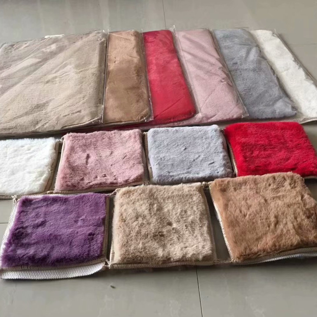 仿兔毛纯色素色柔软舒适脚地垫门垫客厅浴室卧室床边飘窗防滑卷材细节图