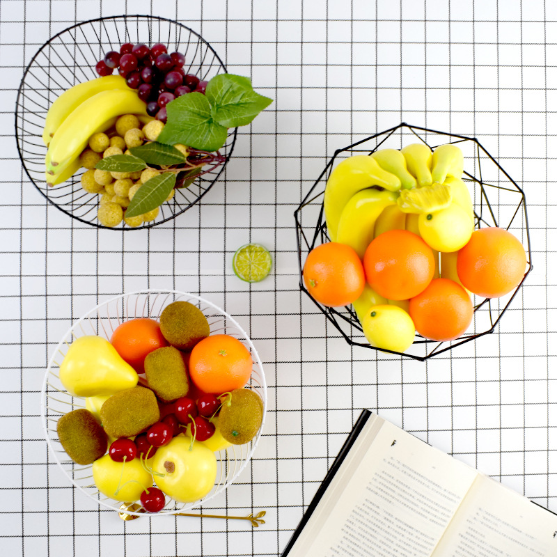Nordic-style iron wire fruit basket, creative lotus leaf irregular edge, simple modern iron work fruit basket, snack and fruit plate details Picture