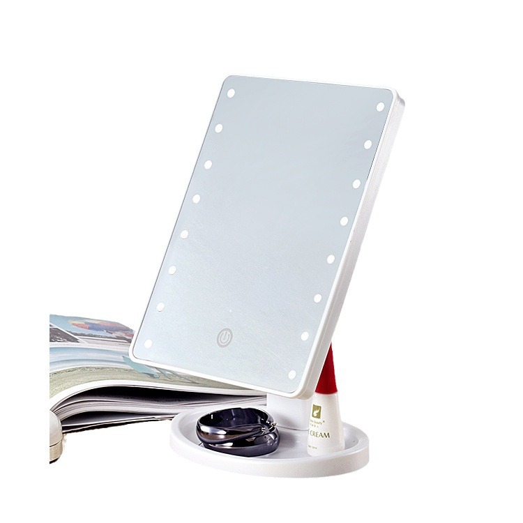 Cross-border exclusive touch-sensing LED makeup mirror with 16 and 22 LED beads, battery-powered desktop mirror and l light-emitting mirror Item Picture