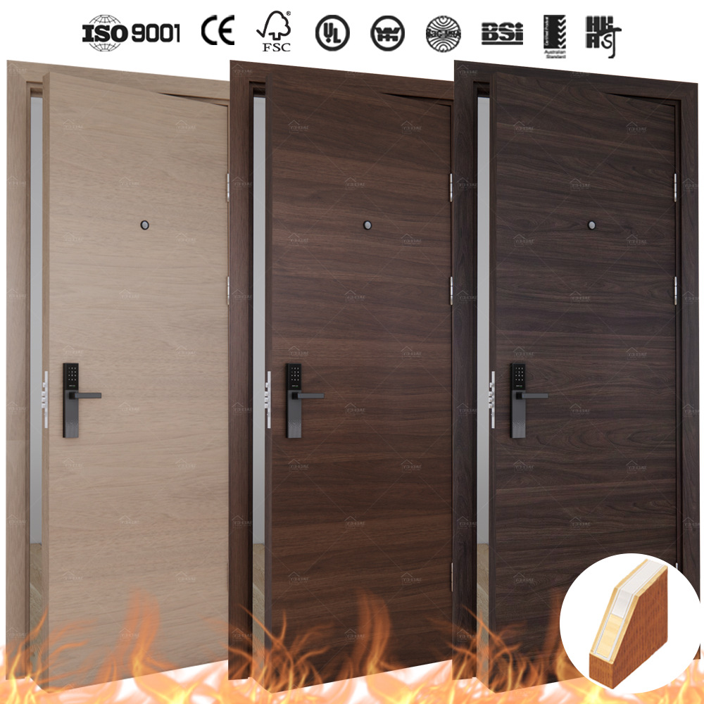 跨境木门厂公寓酒店木质防火门美标UL防火门BSEN英标欧标防火木门