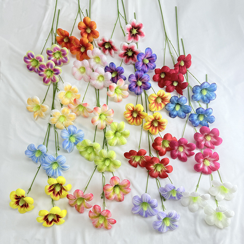 仿真花DIY发饰配件/假花/5朵塑膠花/仿真花/假花批发细节图