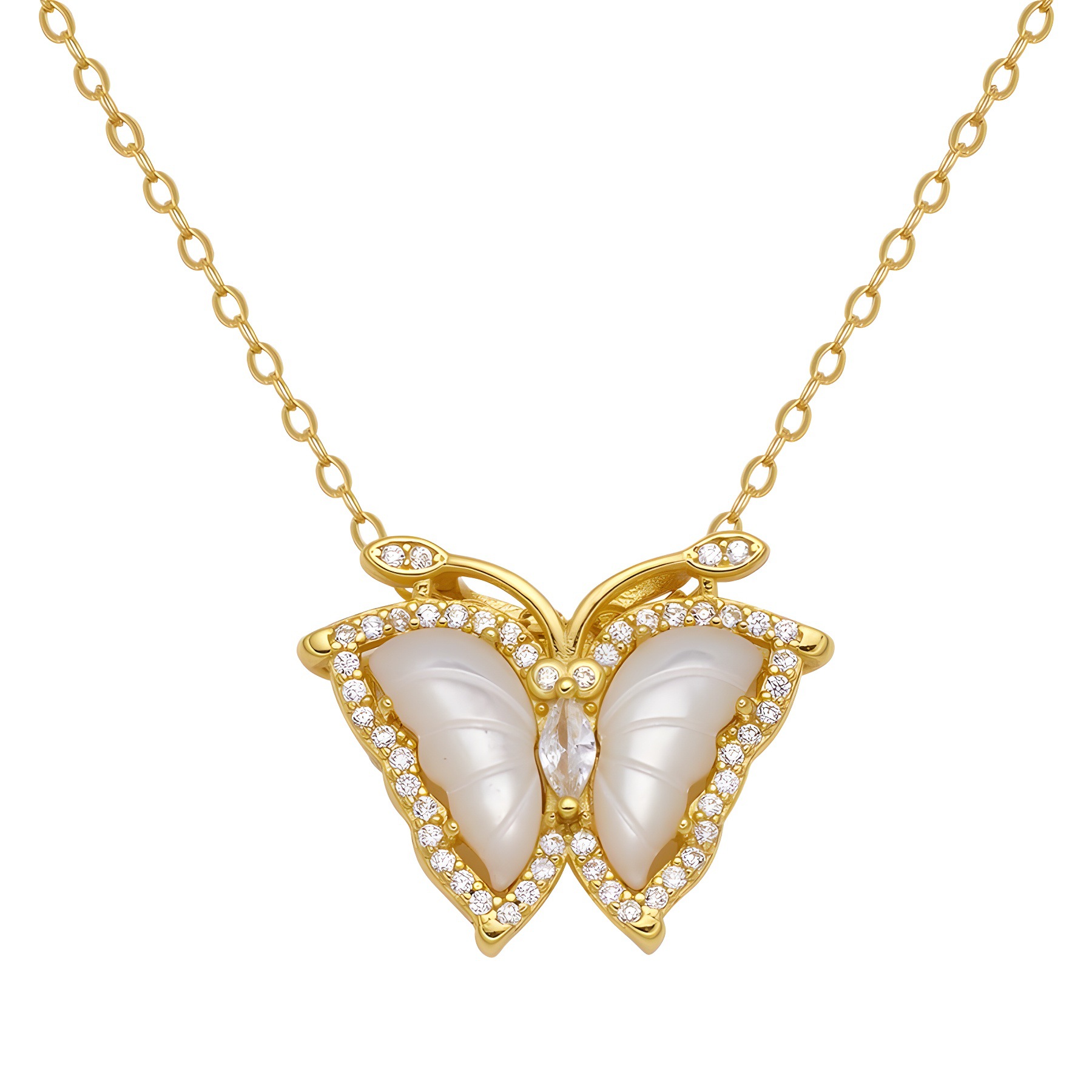 S925 sterling silver butterfly shell necklace, with ethnic style and unique design, women's collarbone chain, new Chinese-style jewelry wholesale Item Picture
