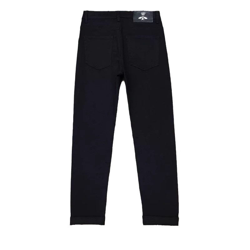 Tik yin el mismo estilo otoño nuevo nueve puntos jeans hombre grueso negro sólido alta tendencia stretch pantalones casuales de pies pequeños Item Picture