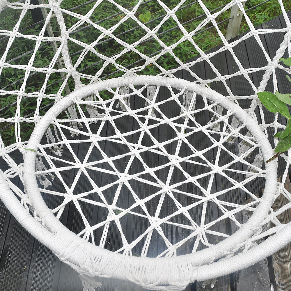 Wholesale of InS-style outdoor hammocks, Nordic simple tassel hanging chairs, indoor bow large pillow hanging baskets and hammocks details Picture