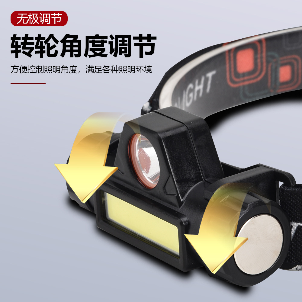 New cross-border multi-functional magnetic working LED headlamp, USB charging COB outdoor strong light portable headlamp Specification image