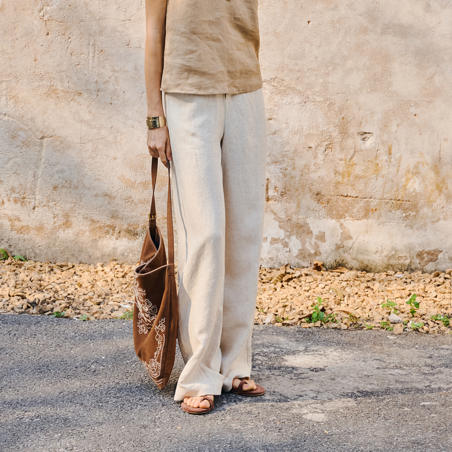 Linen loose straight-leg pants for commuting, long pants with a high-quality feel for old money, high-waisted fashionable linen casual pants for women in spring and summer Specification image