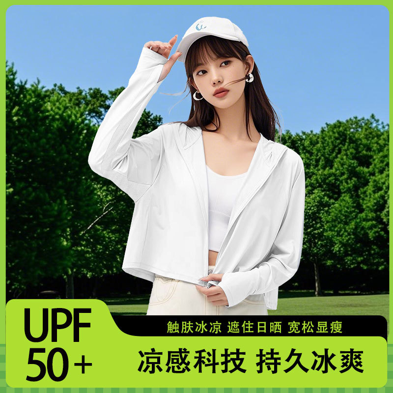 女士超好看防晒衣户外连帽冰丝原纱防晒服 防紫外UPF50+产品图
