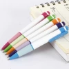 White stick small fat pen ballpoint pen 520E plastic press ballpoint pen, foreign trade printed LOGO ballpoint pen Specification image