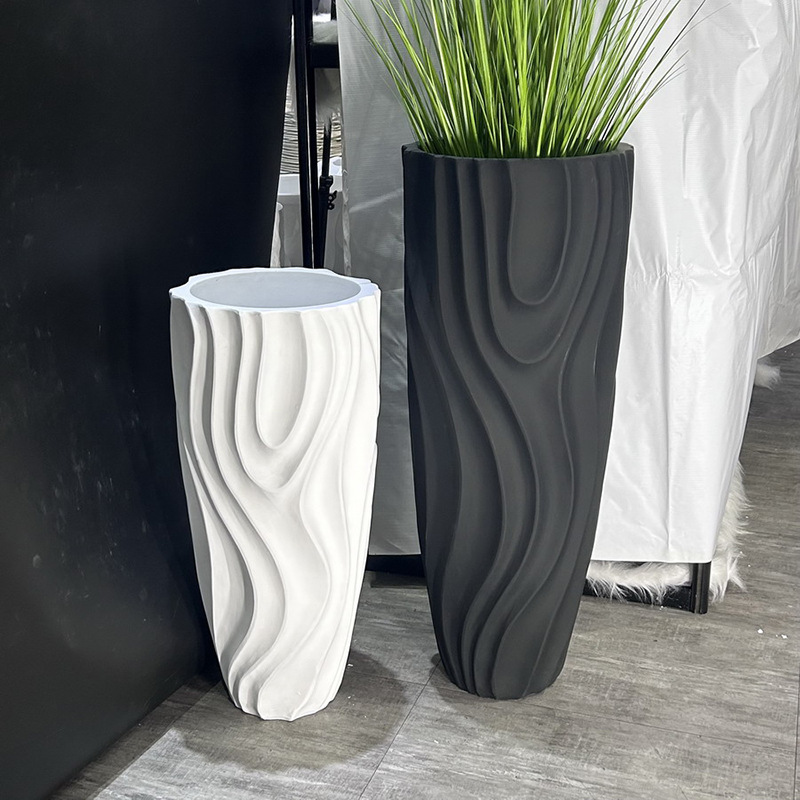 新品高级感哑光黑陶瓷大花瓶干花插花器落地花盆