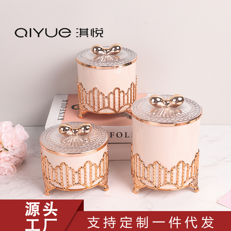 欧式跨境家居厨房收纳摆件器皿餐桌摆件婚庆餐桌储物罐密封罐糖果
