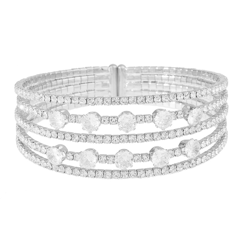 European and American cross-border fashion versatile bracelet, multi-row zircon opening adjustable bracelet, personalized elastic rhindiamond 5-layer jewelry manufacturer wholesale supply Application Scenario