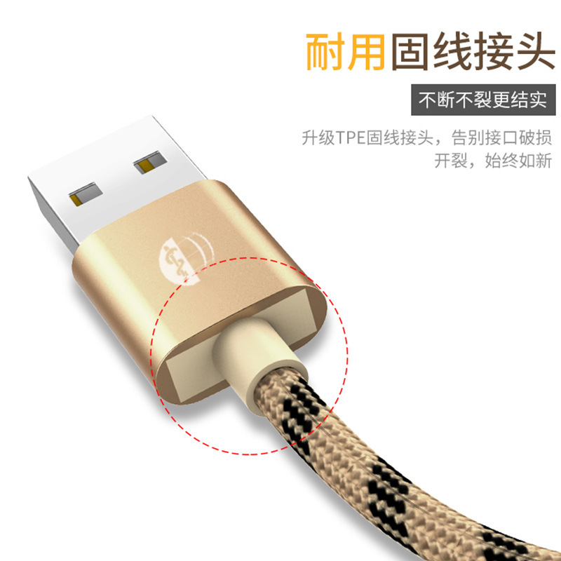 Paquete de código postal tejido Type-c cable de datos 2m / 3m extensión super quick charge extension cable para huawei apple Specification image