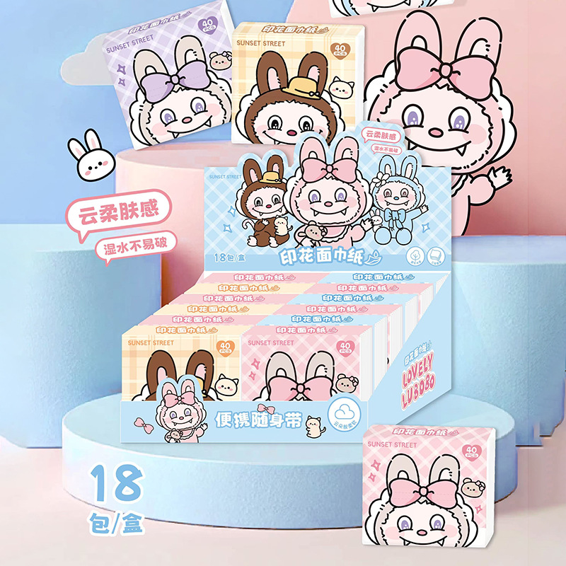 Officially authorized wax pen Shin-chan natural unscented printed handkerchief tissue, three-layer cloud soft skin feel, small bag, portable for going out details Picture