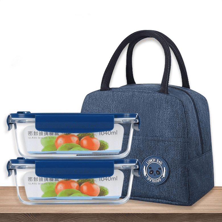 Two-piece set of simple and stylish glass food storage bowls, round covered food storage box set, event opening gift and casual gift Specification image