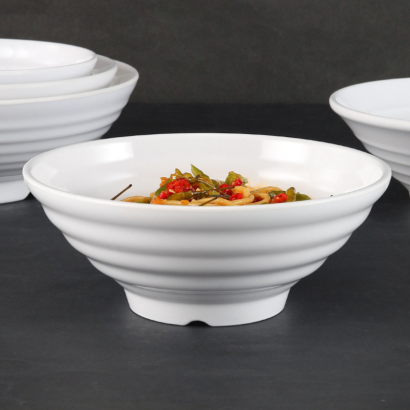 White melamine bowls, commercial imitation porcelain ramen bowls, beef noodle bowls, wonton rice noodle bowls, noodle soup noodles, spicy hot pot bowls, plastic Specification image