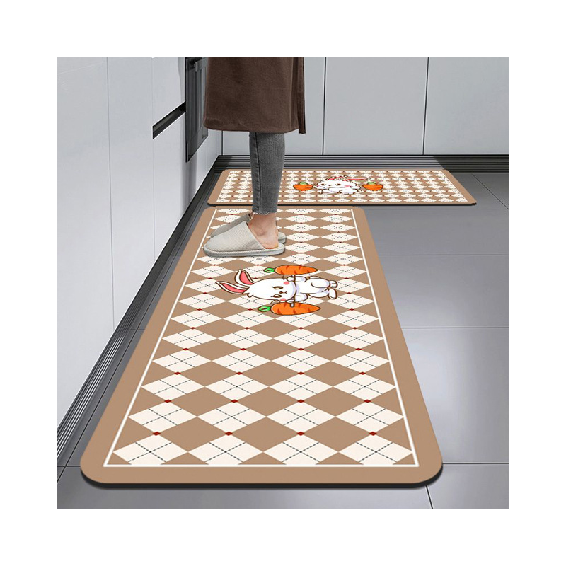 家用厨房地垫吸水吸油防滑垫现代简约家用长条硅藻泥地垫一件代发白底实物图