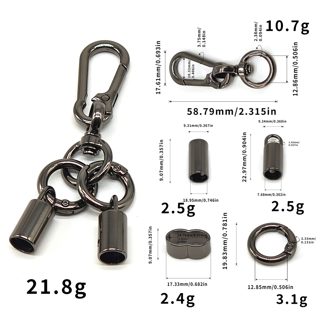 8mm zinc alloy mountain climbing hook buckle rope, clock, bucket, key, diy jewelry accessories, mobile phone lanyard set in stock details Picture