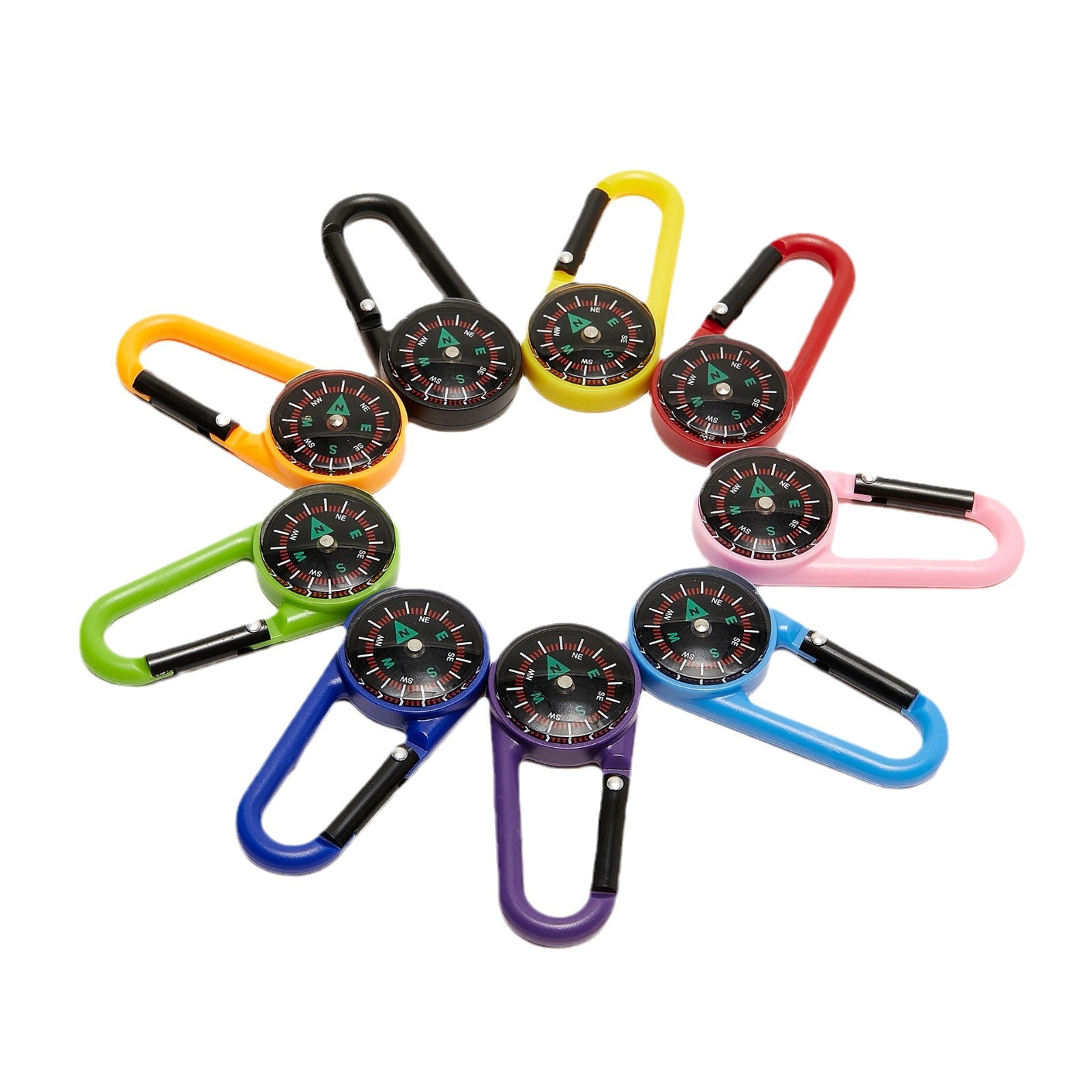 Factory direct sales of quick-hanging mountain climbing buckles, abs compass, compass, multi-functional backpack buckles, outdoor portable compass Item Picture