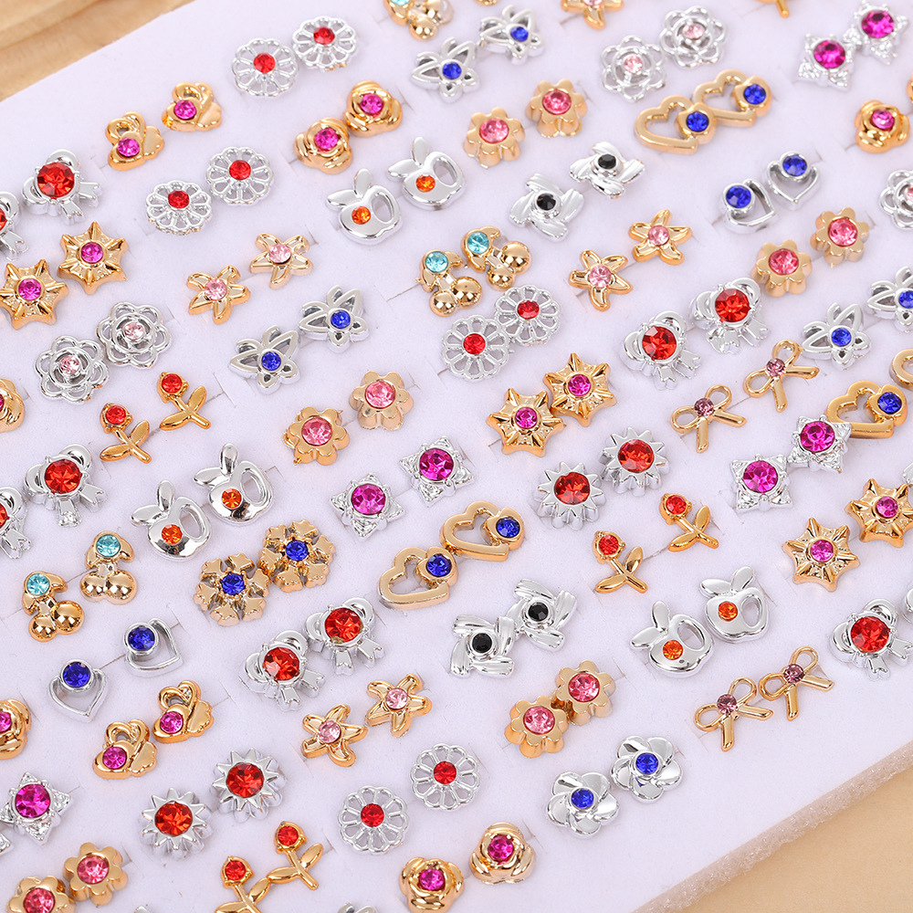 Cross-border plastic ear studs with a niche and high-end feel, colorful butterfly ear studs, autumn and winter style, versatile multi-ear hole combination earrings Specification image