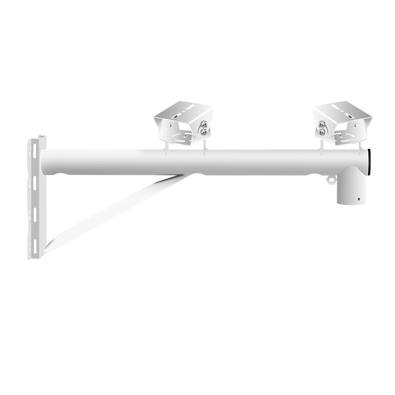 监控摄像头支架加长加粗双枪户外球机墙面横臂抱柱电线杆抱箍壁装白底实物图