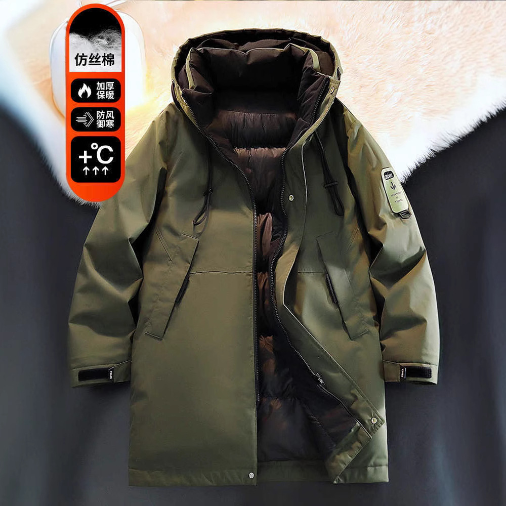 NASA down cotton-padded jacket, men's mid-length military overcoat, winter thickened new cotton-padded jacket, knee-length Northeast thick cotton-padded jacket