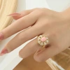 Luxurious and high-end pink Queen shell open ring, copper alloy, real gold electroplated with zircon, exquisite adjustable ring details Picture
