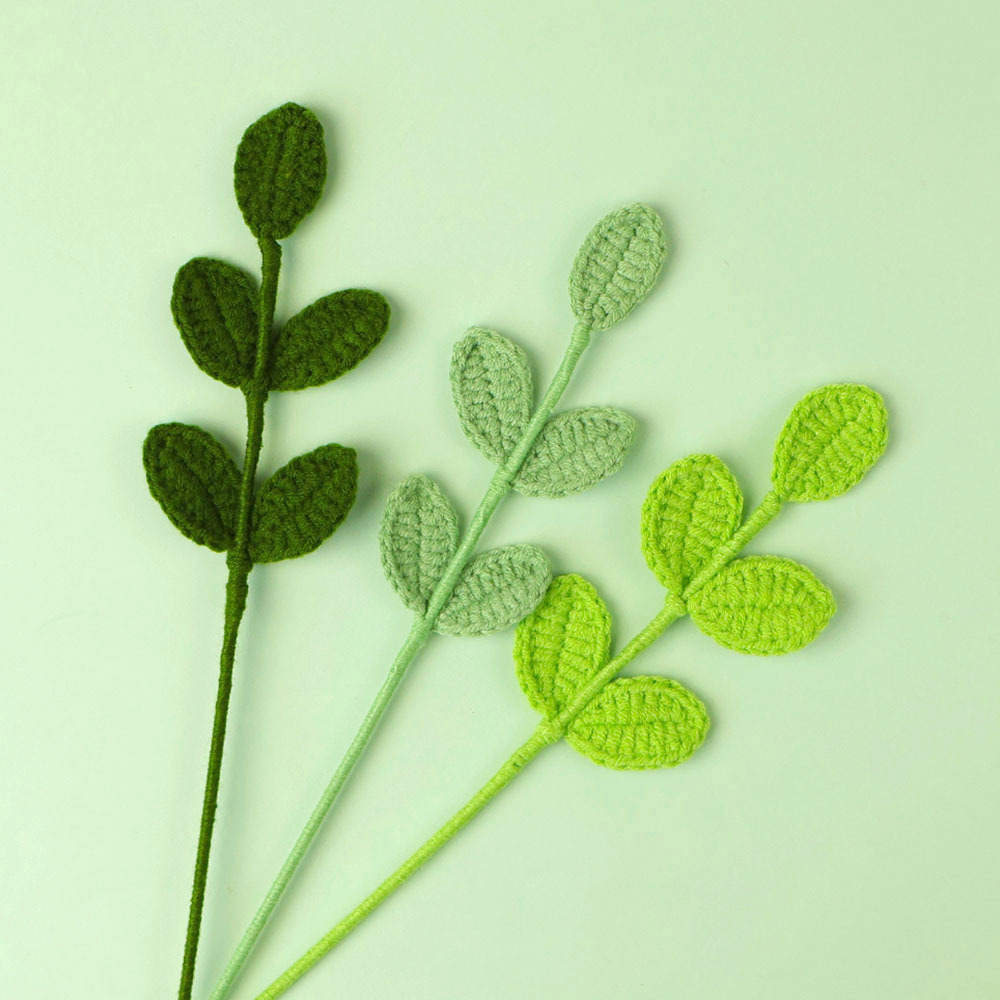 花束配饰毛线编织7叶四季叶子过节装饰绿叶秋色叶彩色叶子手工