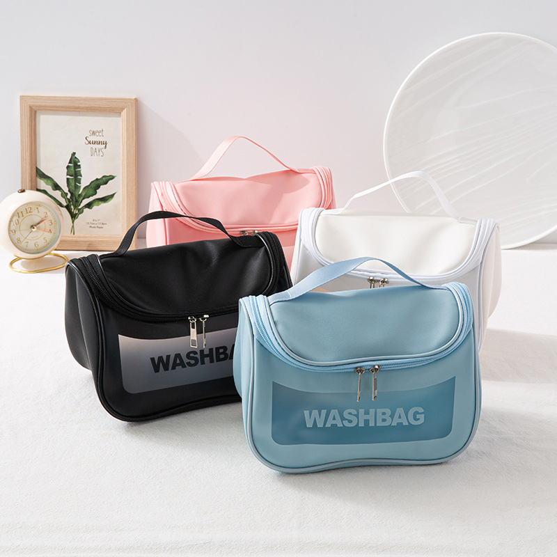 INS 'new PVC waterproof toiletry bag, Korean travel large-capacity makeup bag, portable and cute hand-held storage bag