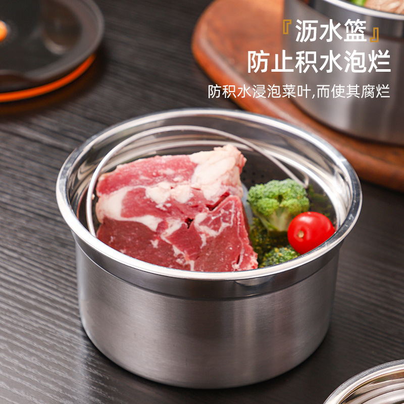 304不锈钢保鲜盒沥水蔬菜水果提篮户外带盖密封冰箱食品级冷冻盒