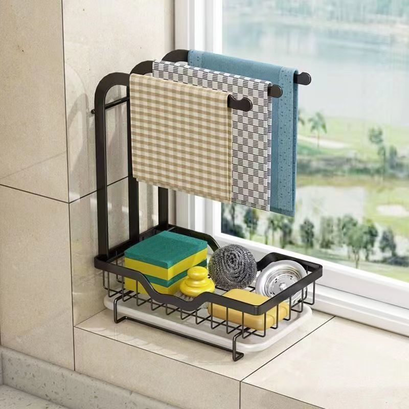 Kitchen cloth rack, wall-mounted countertop shelf without drilling, drying rack, household bathroom draining hanging rack, storage wonder