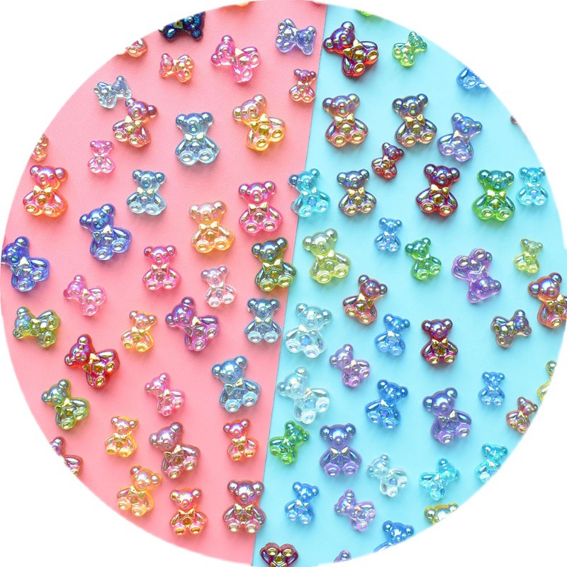 Aurora Bear AB Color Resin Accessories Cartoon Aurora Bear 3D Nail Nail Patch material Nail decoration Bear accessories Application Scenario