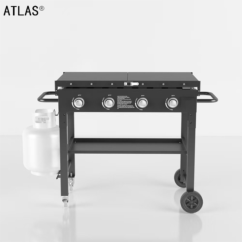 户外行李箱燃气烧烤炉2头3头4头带烤盘燃烧器燃料铁板烧