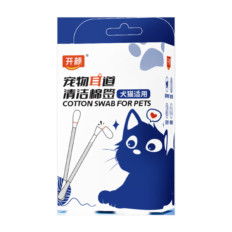 50 pet ear cleaning cotton swabs, containing earwax, ear mites, tear stains, liquid cotton swabs, ear cleaning water, suitable for cats and dogs Item Picture