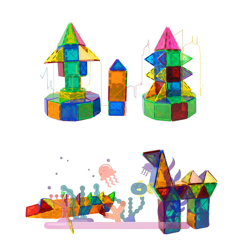 Colored window magnetic plates, supplementary pieces, jigsaw puzzles, educational toys, building blocks, loose pieces, magnetic building blocks, children's magnetic toys Application Scenario