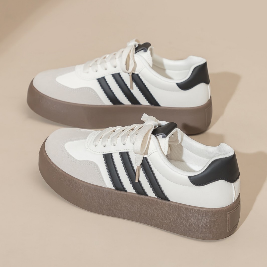 情侣小白鞋女厚底新款阿甘德训鞋百搭休闲板鞋松糕系带单鞋F8860