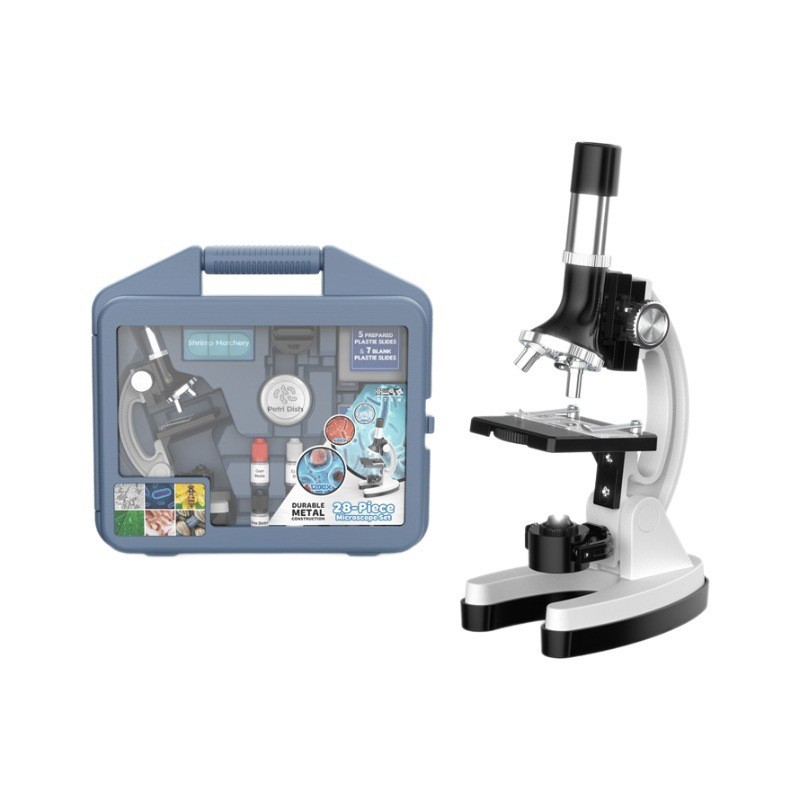 Upgraded 1200x microscope student metal microscope set High-definition high-magnification scientific experiment microscope
