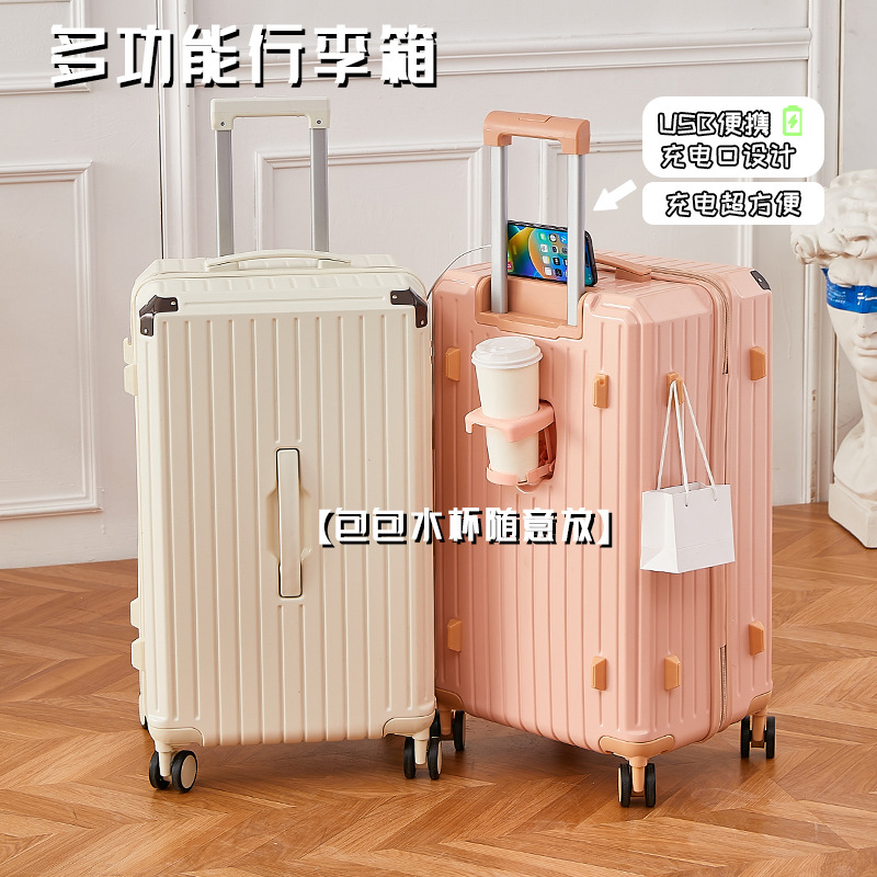 Extra-large capacity trolley case, popular 28-inch 3:7 inch suitcase for women, swivel wheels, student password travel suitcase for men