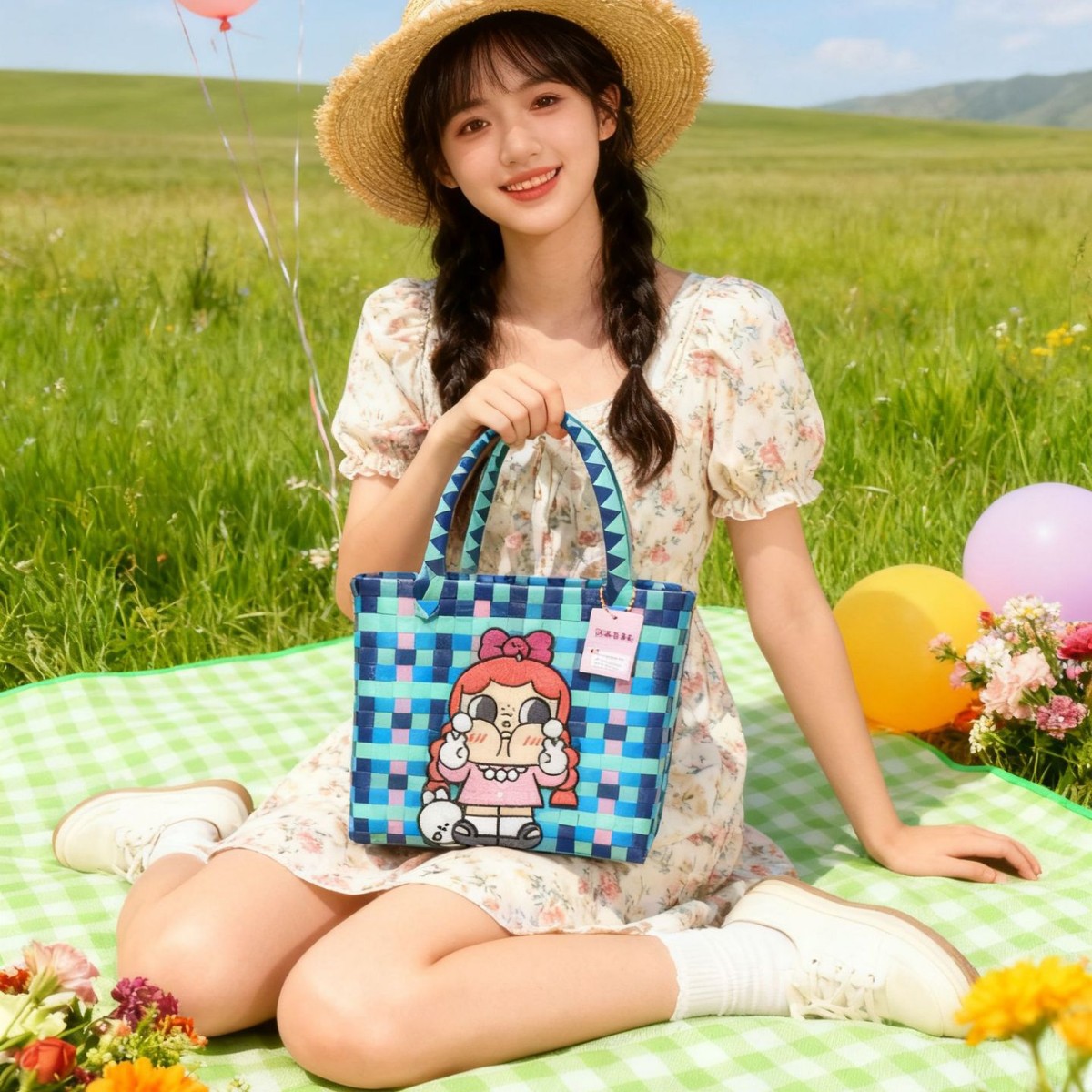 26年新款大款手工编织手提包可爱卡通外出手提挎包生日零食包产品图