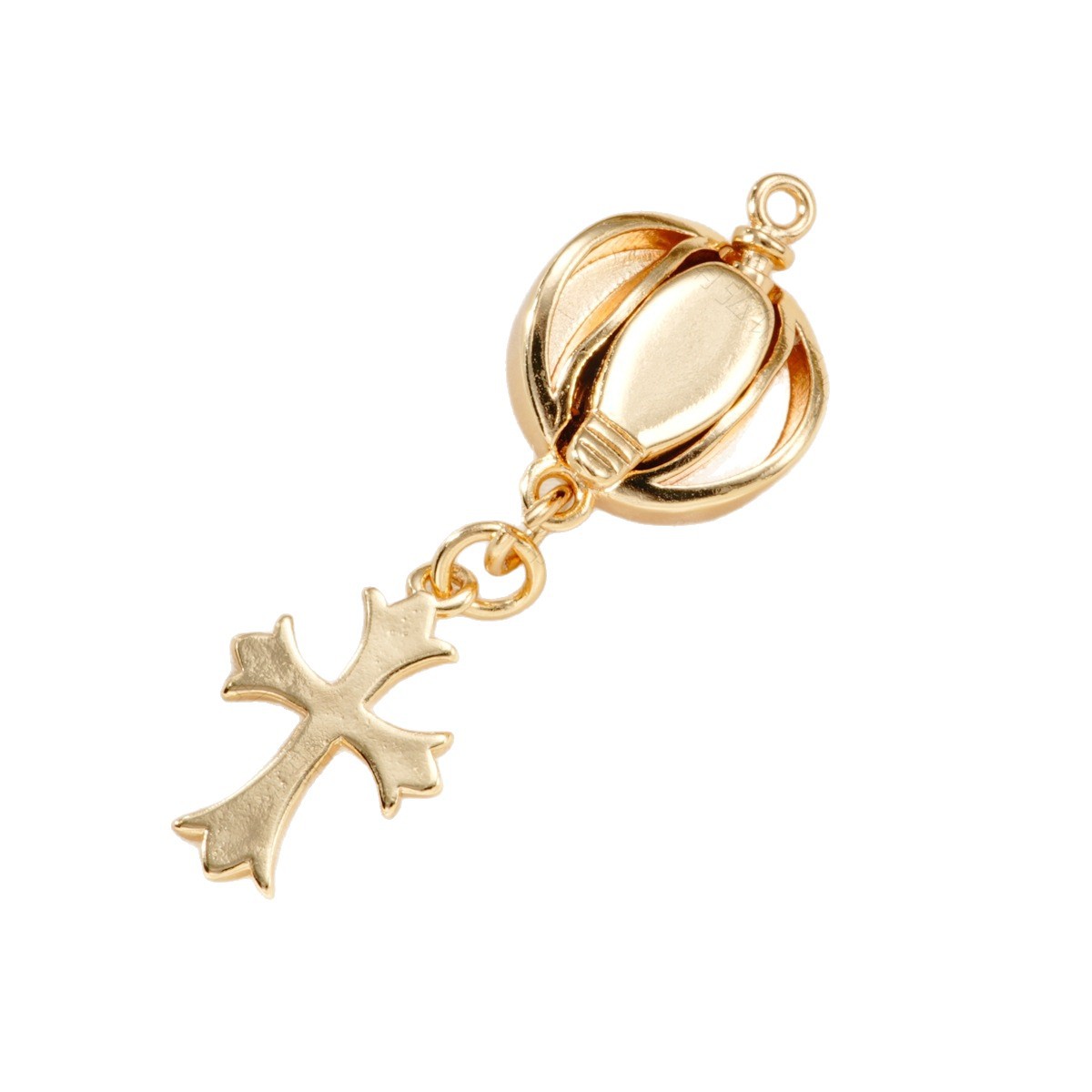 Copper-plated 18k high-color-retention cross-shaped inlay buckle, pin buckle, bracelet, pearl necklace, buckle head, DIY jewelry accessories Item Picture
