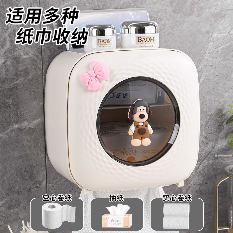 Bathroom toilet paper box, face towel storage box, wall-mounted toilet tissue box, tissue paper, high-end creative roll paper box Specification image