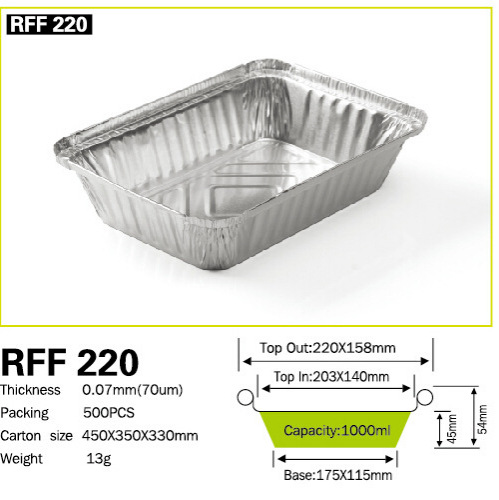 Kemedo disposable aluminum foil takeout box 1000ML (RFF220) biodegradable takeout box Application Scenario