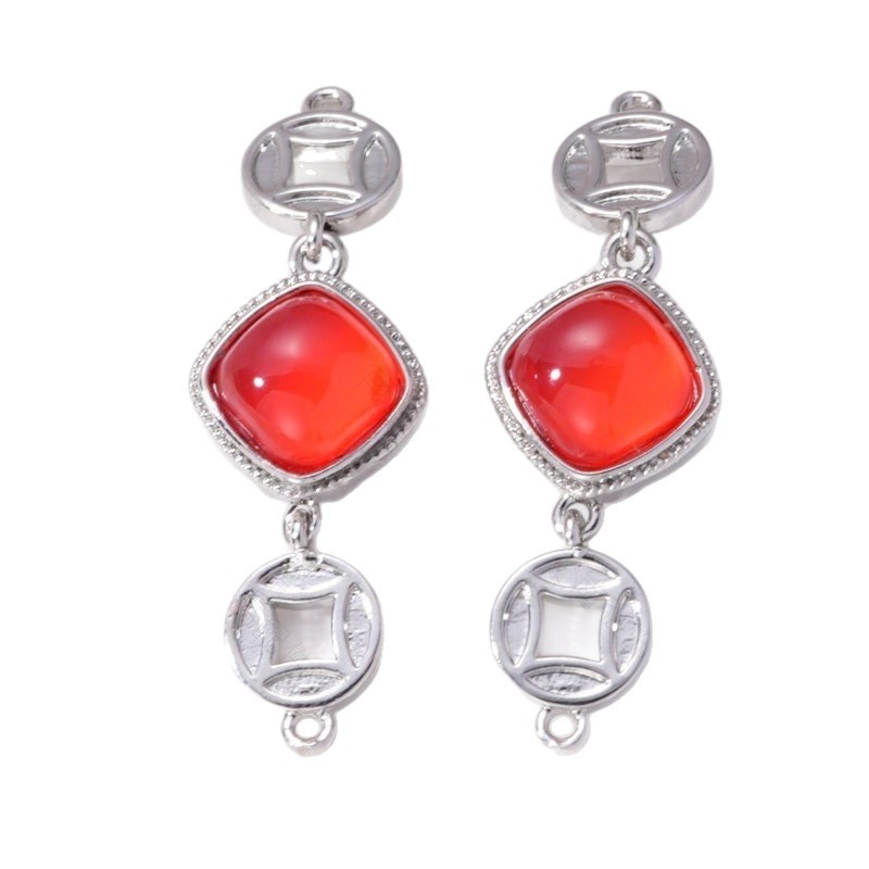 Pearl necklace clasp, copper coin imitation jade inlay clasp, press clasp, connecting clasp, sweater chain diy jewelry accessories Item Picture