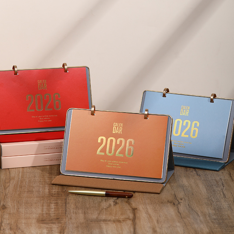 Zhouzhou Calendar 2026 Year of the Horse Desk Calendar: Simple and Modern Large Grid Office note-taking Desk calendar, Advertising Customized Gift Box style details Picture
