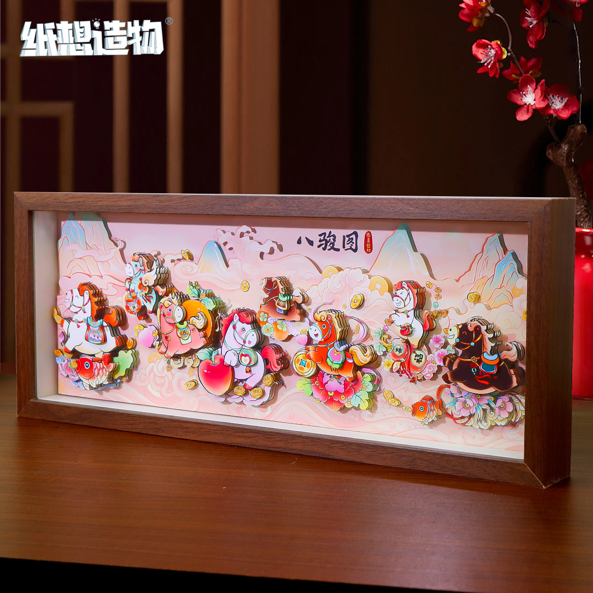 春节新年福禄财神爷DIY相框摆件中国风客厅玄关立体画中式伴手礼细节图