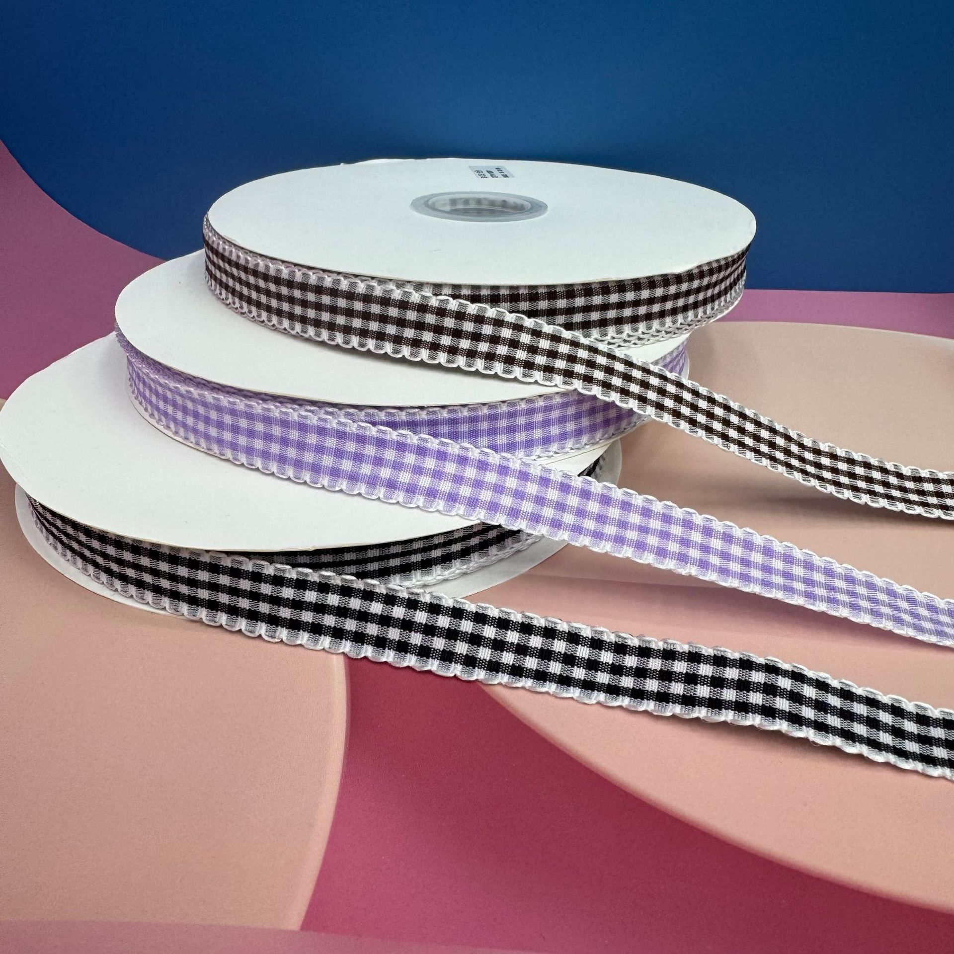 木耳边格子带1-4厘米宽波浪马卡龙彩色织带蛋糕烘焙DIY彩色格子带