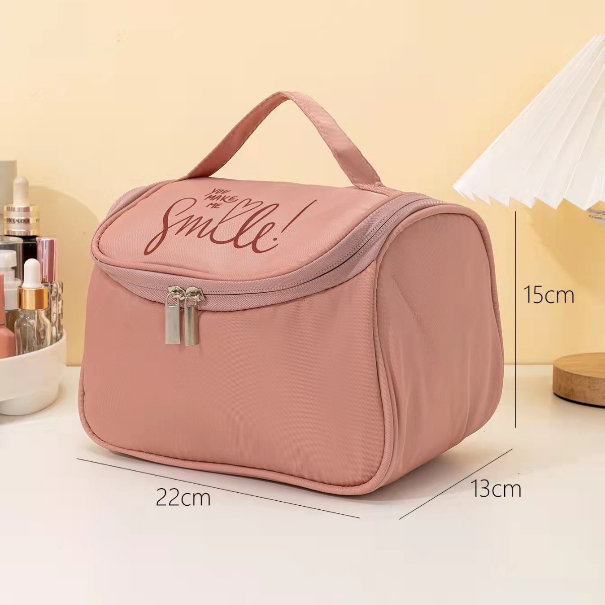 New large-capacity travel makeup bag, storage bag, fashionable fabric bag, waterproof toiletry bag, hook bag, girls' portable bag Application Scenario