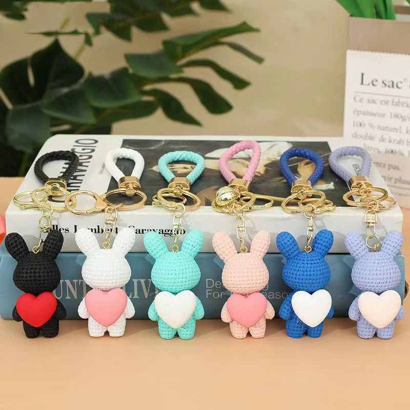 Love Rabbit keychain, female best friend bag pendant, creative resin key chain Specification image