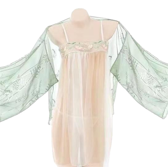 汉服/汉服女长袖中国风/旗袍松紧扣/宋锦国风/服装白底实物图