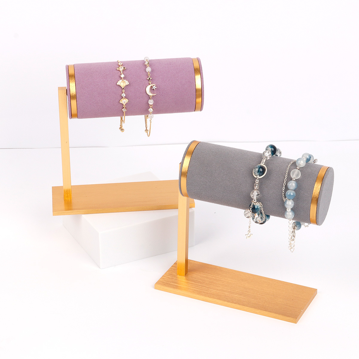 High-quality watch metal display stand, girls' bracelets and bangles, velvet jewelry stand, live-streaming accessories display props details Picture